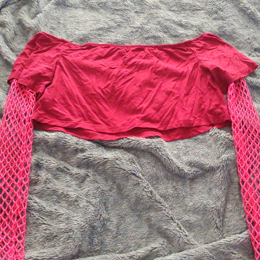 large magenta SheIn x off shoulder crop top